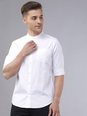 HIGHLANDER Men Solid Casual White Shirt