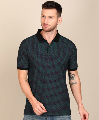 van-heusen-printed-men-polo-neck-black-t-shirt