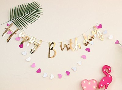 Bubble Trouble Happy Birthday Banner Gold Letters for Girls Boys Husband Wife Women Home Office Apartment Decorations/ Thirty 30 40th,50th,Minecraft Mermaid Dinosaur Fortnite Jungle Decor Sign Supplies