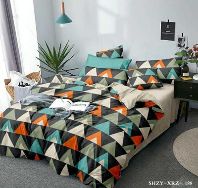 MORADO 300 TC Polycotton Double Geometric Flat Bedsheet(Pack of 1, Multicolor)