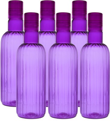 KUBER INDUSTRIES Plastic 6 Pieces Lenia Fridge Water Bottle Set with Lid (1000ml, Purple) 1000 ml Bottle(Pack of 6, Purple, Plastic)