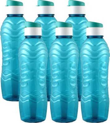 KUBER INDUSTRIES Plastic 6 Pieces Fridge Water Bottle Set with Flip Cap (1000ml, Sky Blue)- 1000 ml Bottle(Pack of 6, Blue, Plastic)