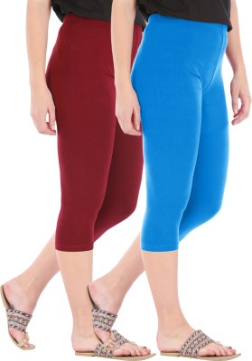 Buy That Trendz Capri Leggings Women Maroon, Light Blue Capri