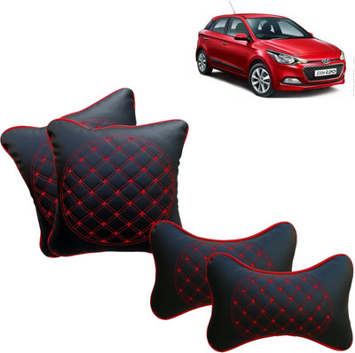 aksmit Black, Red Leatherite Car Pillow Cushion for Hyundai(Rectangular, Pack of 4)