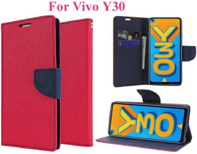 Carnage Flip Cover for Vivo Y30(Pink, Cases with Holder, Pack of: 1)