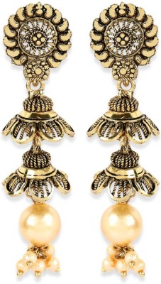 STYYLO FASHION STYLO FASHION Antique Polish 2 Floor Small Jhumki With a Pearl Drop Pearl Alloy Drops & Danglers