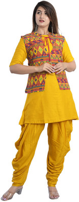 Odhani Women Ethnic Jacket, Top and Dhoti Pant Set