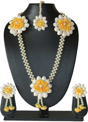 Rozec Fabric Yellow, White Jewellery Set(Pack of 1)