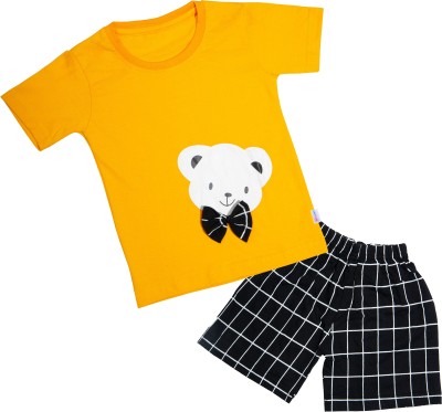 CATCUB Boys & Girls Casual T-shirt Shorts(Yellow)