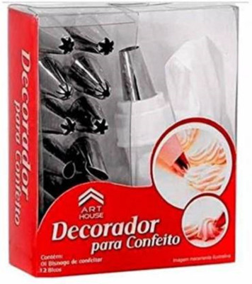 Opal impex 12 Piece Piping Bag Nozzles Cake Decorating Tool Set Kitchen Tool Set(steel, White, Peeler)