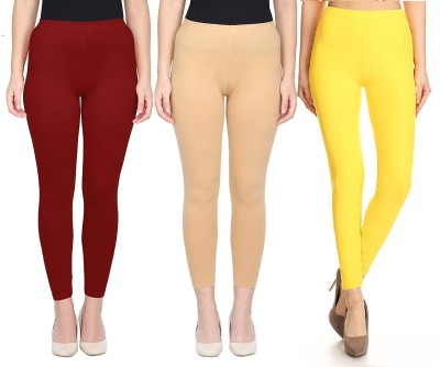 SwaNit Ankle Length  Western Wear Legging(Maroon, Beige, Yellow, Solid)