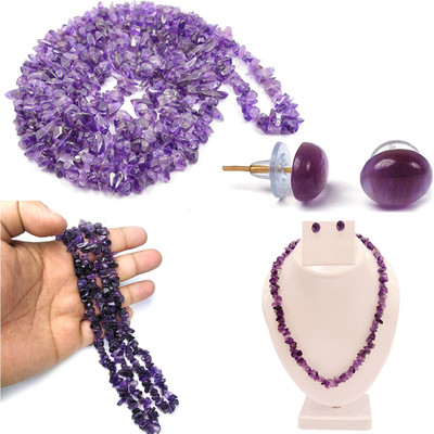 REIKI CRYSTAL PRODUCTS Amethyst Mala Natural Crystal Mala Stone Mala Stone Necklace Jap Mala Chip Beads Mala Fashion Jewelry For Reiki Healing Crystal Healing 32 inch Approx Amethyst Crystal Chain Set