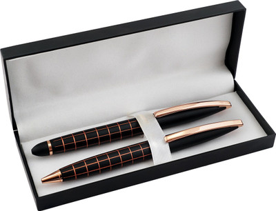 COI Rose Gold Black Pen Set with Blue Ink and Executive Use Roller and Ball Point Pen (Set of 2 Pens) Roller Ball Pen(Pack of 2, Ink Color - Blue)