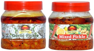 Sun Grow Combo of Organic Homemade Garlic Pickle Lasun Ka Achaar 500Gm & Organic Homemade Flavour & Taste Pachranga Mix Vegetable Pickle 500Gm Garlic, Mixed Pickle(2 x 0.5 kg)