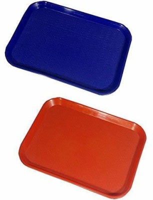 swift international Tray Platter Rectangular Shape Plastic Trays for Drink Breakfast Tea Dinner Coffee Salad Food for Dinning Table Home Kitchen 11x14 Inches (p2) Tray(Pack of 2)