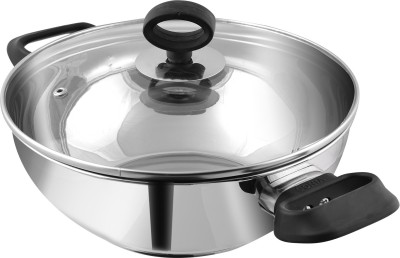 VINOD Deluxe Kadhai 24 cm diameter with Lid 2.8 L capacity(Stainless Steel, Induction Bottom)