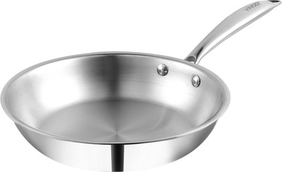 VINOD Platinum Triply Stainless Steel Frypan 22 cm Diameter with Riveted Sturdy Handle Fry Pan 22 cm diameter 2.5 L capacity(Stainless Steel, Induction Bottom)