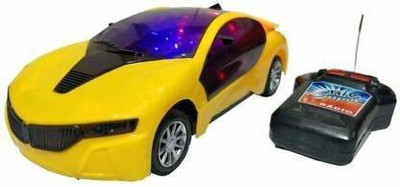 Tenmar Remote Control Fast Modern Car with 3D Light(Yellow)