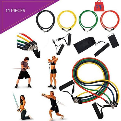 Fixfeels Premium 11 Pcs Resistance Bands Set - For Ultimate Workout Resistance Tube(Multicolor)