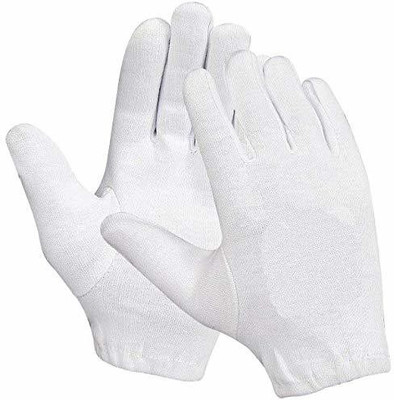 Meron Cotton Gloves for Dry Hands, White Cotton Gloves for Eczema, Cotton Gloves for Handling Film, SPA Gloves for Women, Inspection Gloves for Men, Cloth Gloves Coin Gloves Photography Gloves ( 8 pairs) Nylon  Safety Gloves(Pack of 8)
