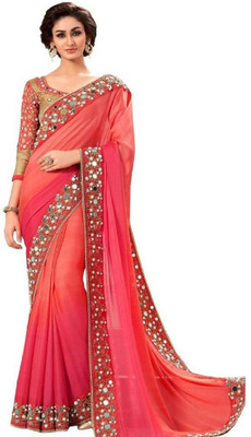 Ishin Embellished Bollywood Georgette Saree(Pink)