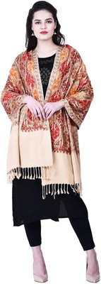 PASHTUSHS Viscose Embroidered Women Shawl(Beige)
