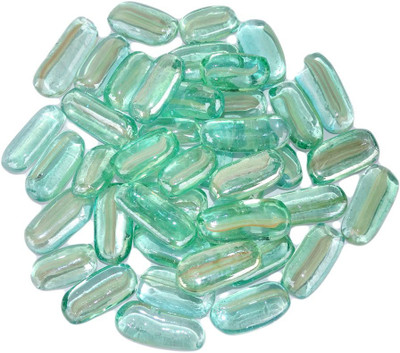 Green Plant indoor Pebbles1319 Polished Rectangular Marble Pebbles(Green 40 Pieces)