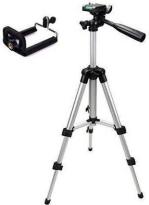 st trdenz Tripod 3110 Adjustable Portable Lightweight Camera Stand 41.3inch Long With Three-Dimensional Head & Quick Release Plate For Canon Nikon Sony Cameras Camcorders DSLR/ video Camera with Mobile Holder Mount For Android Mobile Smartphone Tripod TK29 Tripod Kit (Silver, Black, Supports Up to 1