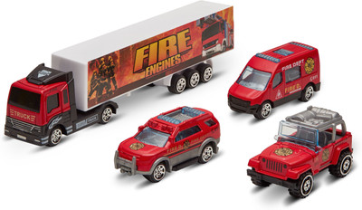 Miss & Chief Fire Truck Vehicle Container Car Toy Set for Children Kids  (Red, Pack of: 2)