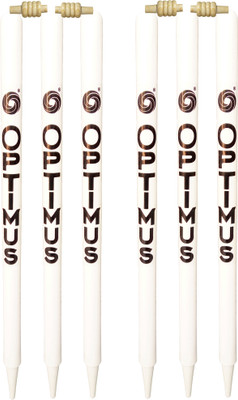 Optimus ® Cricket Wooden Stumps Wickets Full Size (Eucalyptus Heavy Wood) Set of 6-Cream(White)