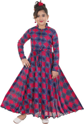 FTC FASHIONS Girls Maxi/Full Length Party Dress(Red, Full Sleeve)