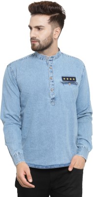 BEN MARTIN Men Solid Straight Kurta(Blue)