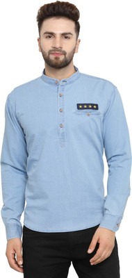 BEN MARTIN Men Solid Straight Kurta(Light Blue)