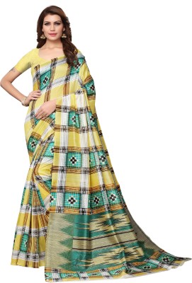 Ratnavati Digital Print Bandhani Cotton Blend, Art Silk Saree(Yellow)