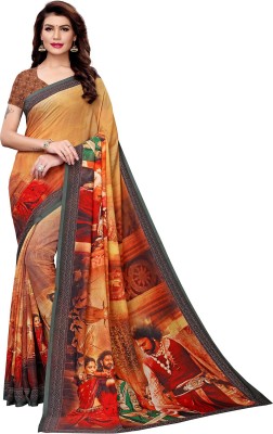 Ratnavati Printed Bollywood Cotton Blend, Art Silk Saree(Multicolor)