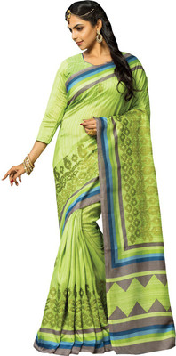 Ratnavati Solid/Plain Bollywood Cotton Silk Saree(Green)