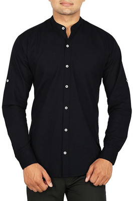 BASE 41 Men Solid Casual Black Shirt