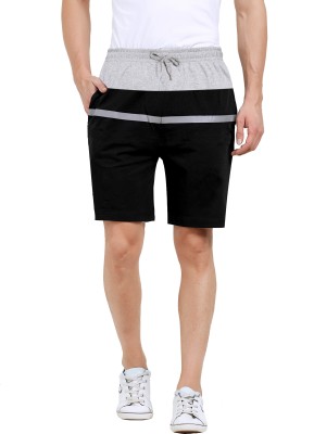 MANIAC Striped Men Black, Grey Basic Shorts