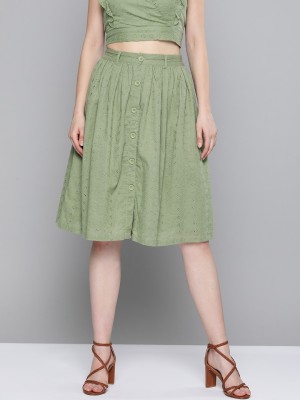 SASSAFRAS Self Design Women Gathered Green Skirt