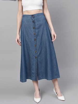 SASSAFRAS Solid Women A-line Blue Skirt