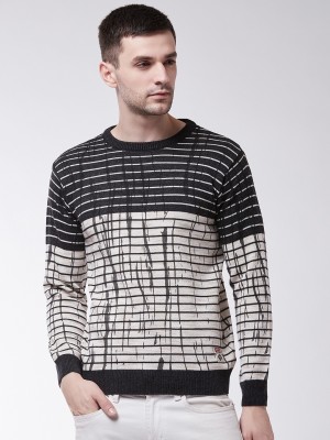 Sweven Woven Round Neck Casual Men Multicolor Sweater