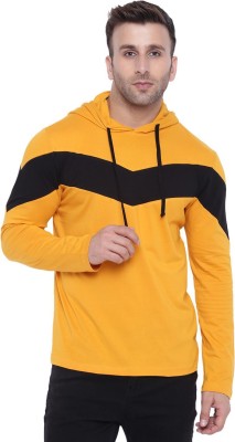 Gritstones Colorblock Men Hooded Neck Yellow T-Shirt