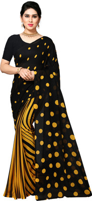 ANAND Printed, Polka Print Daily Wear Georgette Saree(Black)