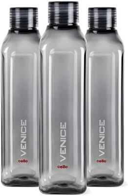 cello 1000 ml Plastic Bottle(Pack of 3, Black)
