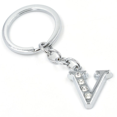 faynci Alphabet V Metal Key Chain For Unisex with attractive Diamond Key Chain