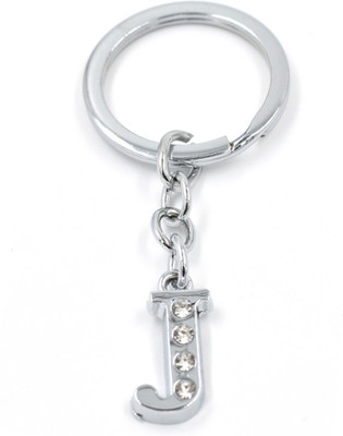 faynci Alphabet J Metal Key Chain For Unisex with attractive Diamond Key Chain