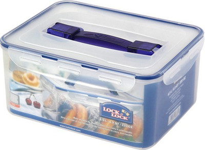 LOCK & LOCK Lock&Lock Classics Rectangular Container with Handle and Tray, 6.5 litres, Transparent - 6500 ml Plastic Bread Container(Clear, Blue) LOCK & LOCK Lock&Lock Classics Rectangular Container with Handle and Tray, 6.5 litres, Transparent - 6500 ml Plastic Bread Container(Clear, Blue)