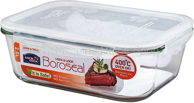 LOCK & LOCK Euro Rectangular Bake and Store - 2 L Glass Fridge Container(Clear) LOCK & LOCK Euro Rectangular Bake and Store - 2 L Glass Fridge Container(Clear)