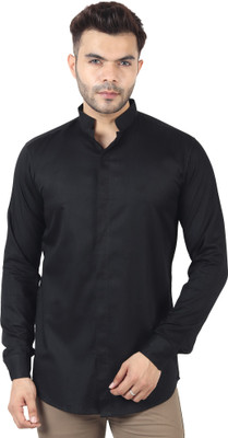trybuy Men Solid Casual Black Shirt