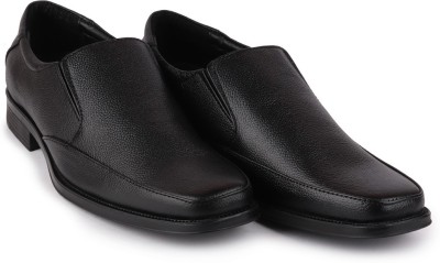 FAUSTO Plus Size Genuine Leather Slip On For Men(Black)